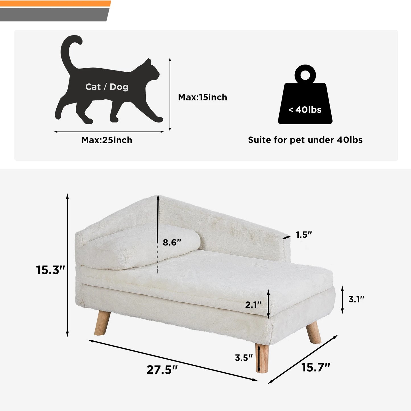 Luxury Pet Couch Bed, Washable & Waterproof Cat & Dog Sofa Bed, Aesthetic Pet Bed, Sofa Couch bed for small dogs and cats